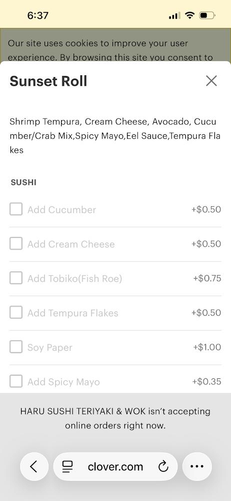 Haru Sushi Teriyaki & Wok Menu image 4